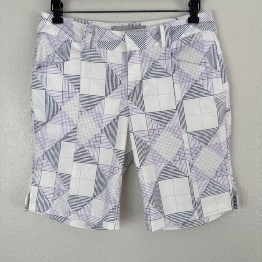 Sunice purple white golf bermuda athletic shorts 4